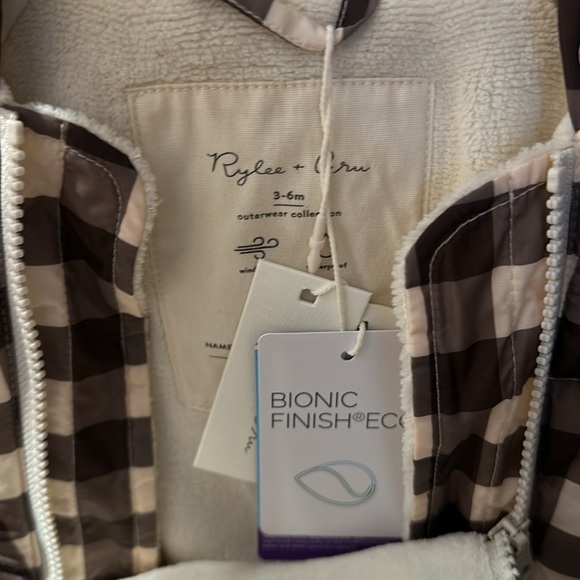 new rylee and cru snow puffer suit charcoal check - Picture 3 of 3